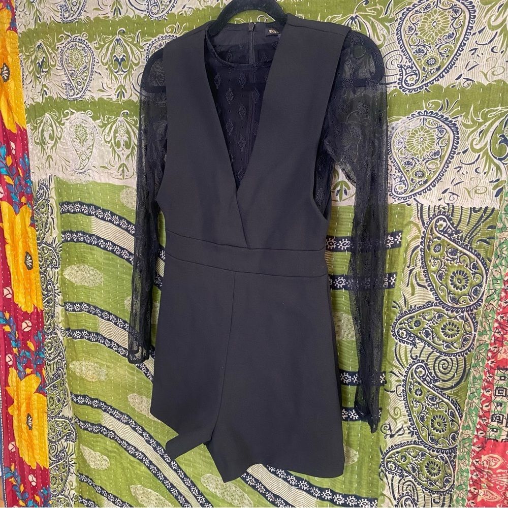 Maje Black Istoria Lace Long Sleeve Romper Playsuit Size EU 34/ US 2 - Picture 6 of 16